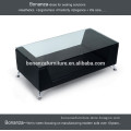 T-034L# tempered glass coffee table with leather upholstery home furniture